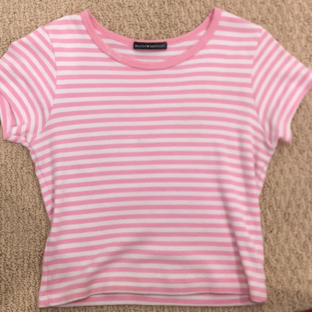 Pink and White Striped Brandy Melville Top